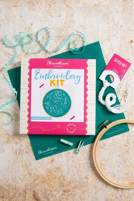 Awesome Otters Embroidery Kit | Complete Kit for Beginners