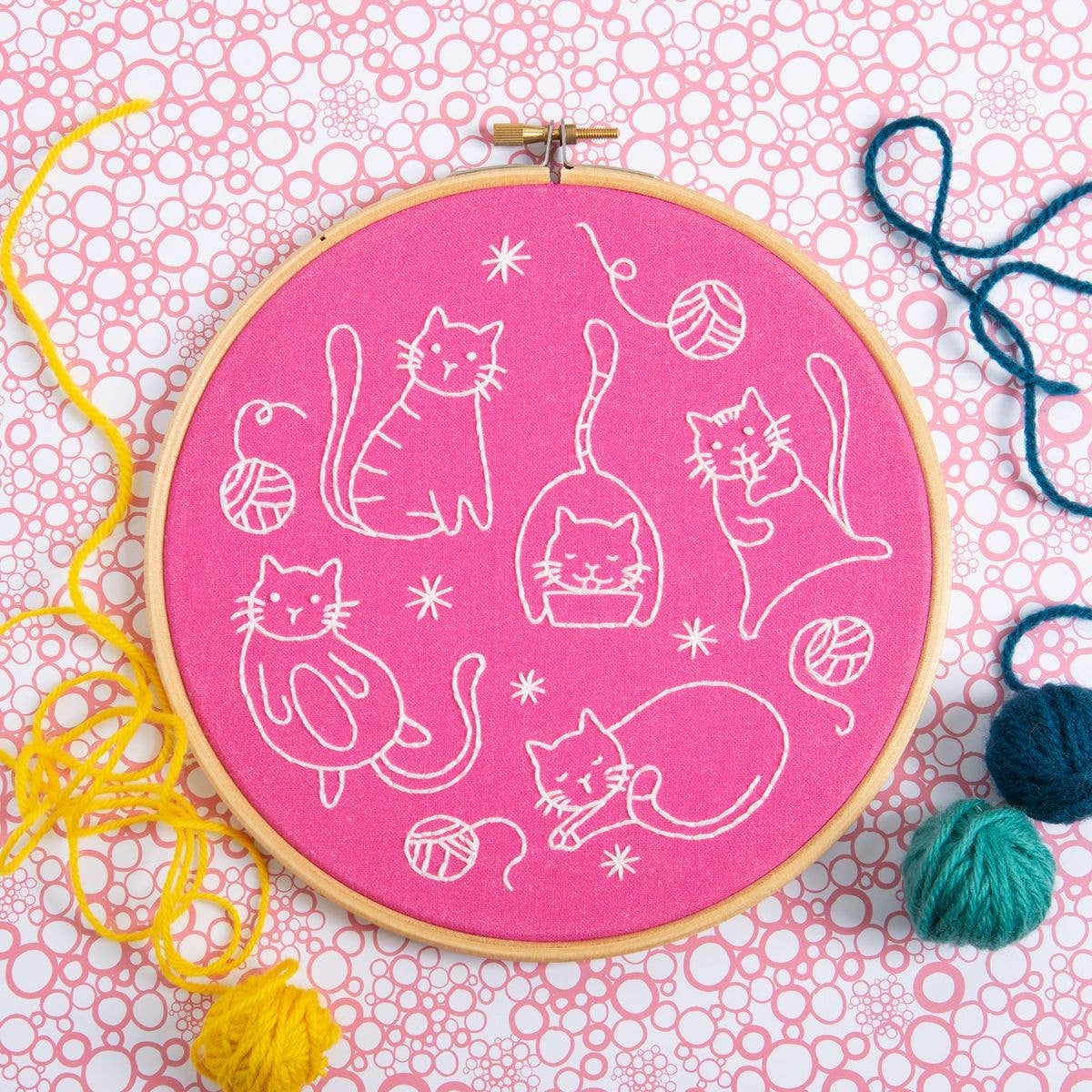 Crafty Cats Embroidery Kit | Complete Craft Kit for Beginners